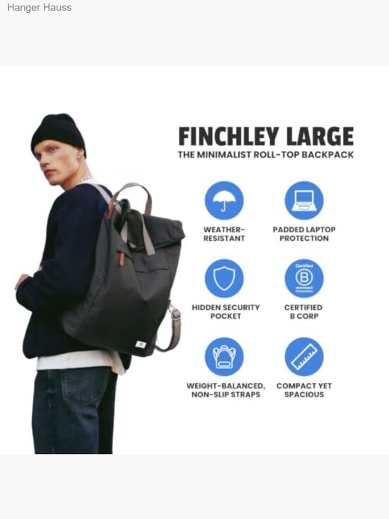 Large Water Resistant Nylon Rolltop Laptop Backpack Foldable Travel Work main image 6